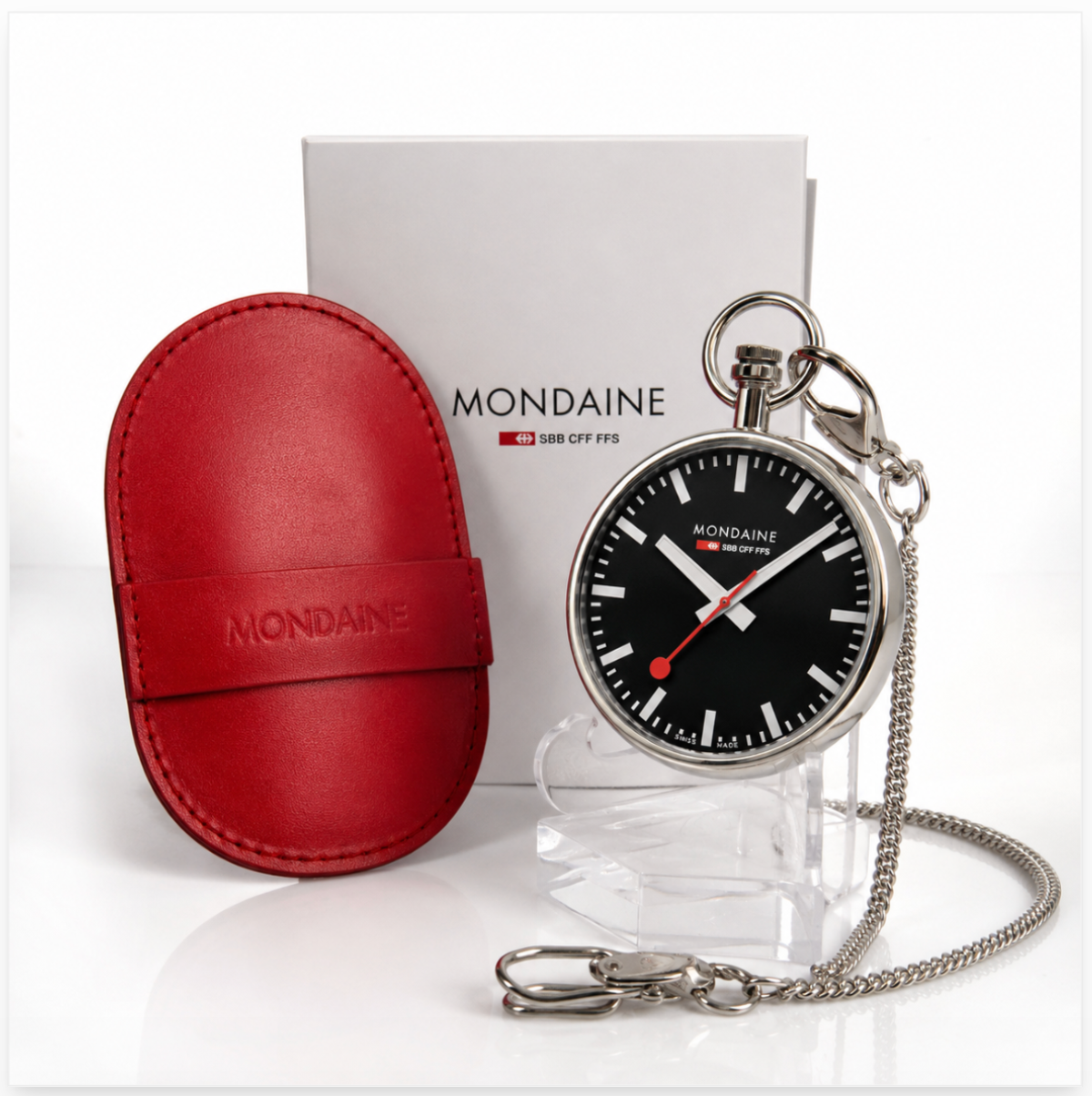 MONDAINE Pocket Watch 43mm Swiss Made Quartz Stainless Steel A660.30316.20SBB