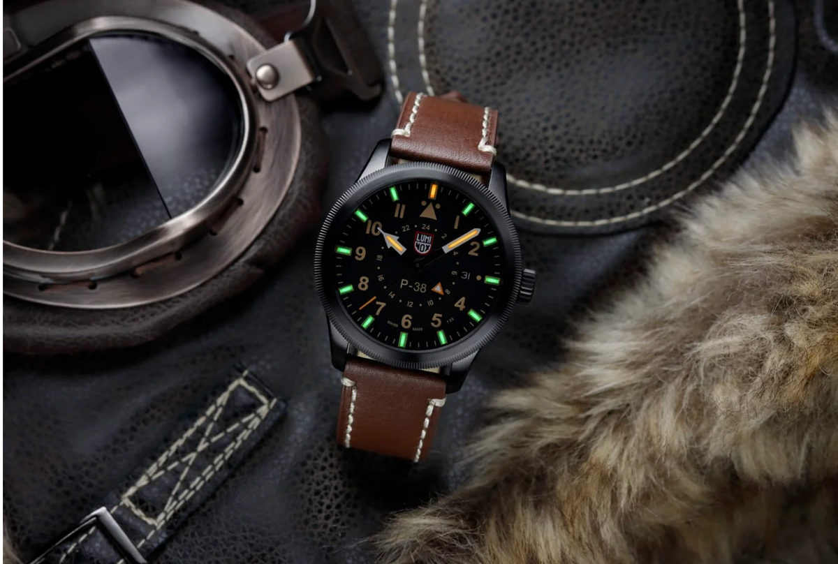 Luminox P-38 Lightning Sandstorm GMT Swiss Made Pilot Watch 42mm XA.9526