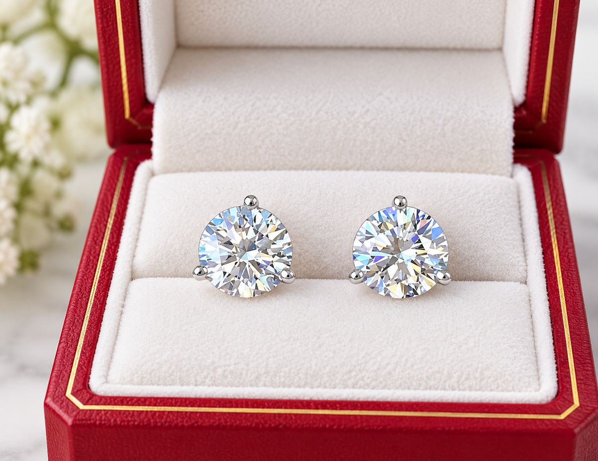2.00 Ct Round Cut Certified VS1/E Lab Grown Diamond Martini Set Stud Earrings 14K White Gold 7mm Screw Back