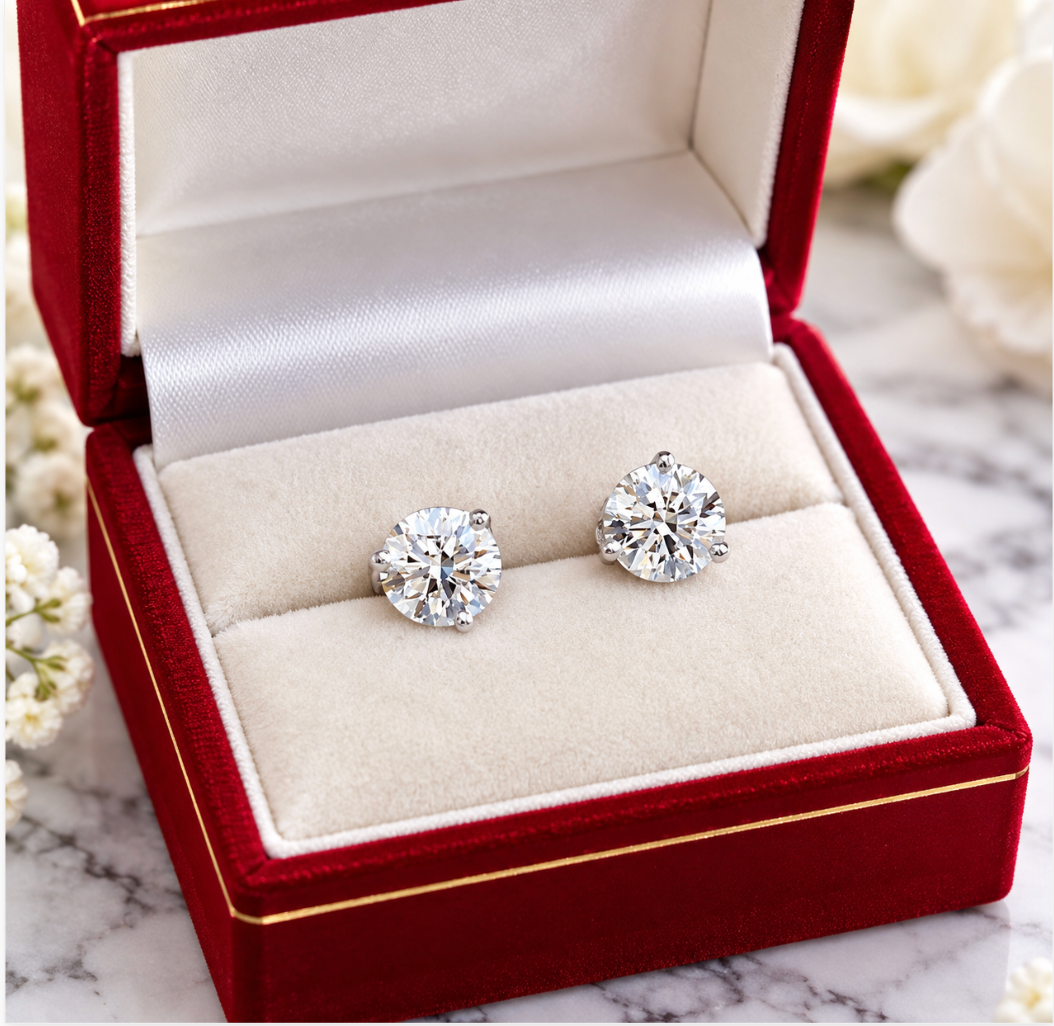 2.00 Ct Round Cut Certified VS1/E Lab Grown Diamond Martini Set Stud Earrings 14K White Gold 7mm Screw Back