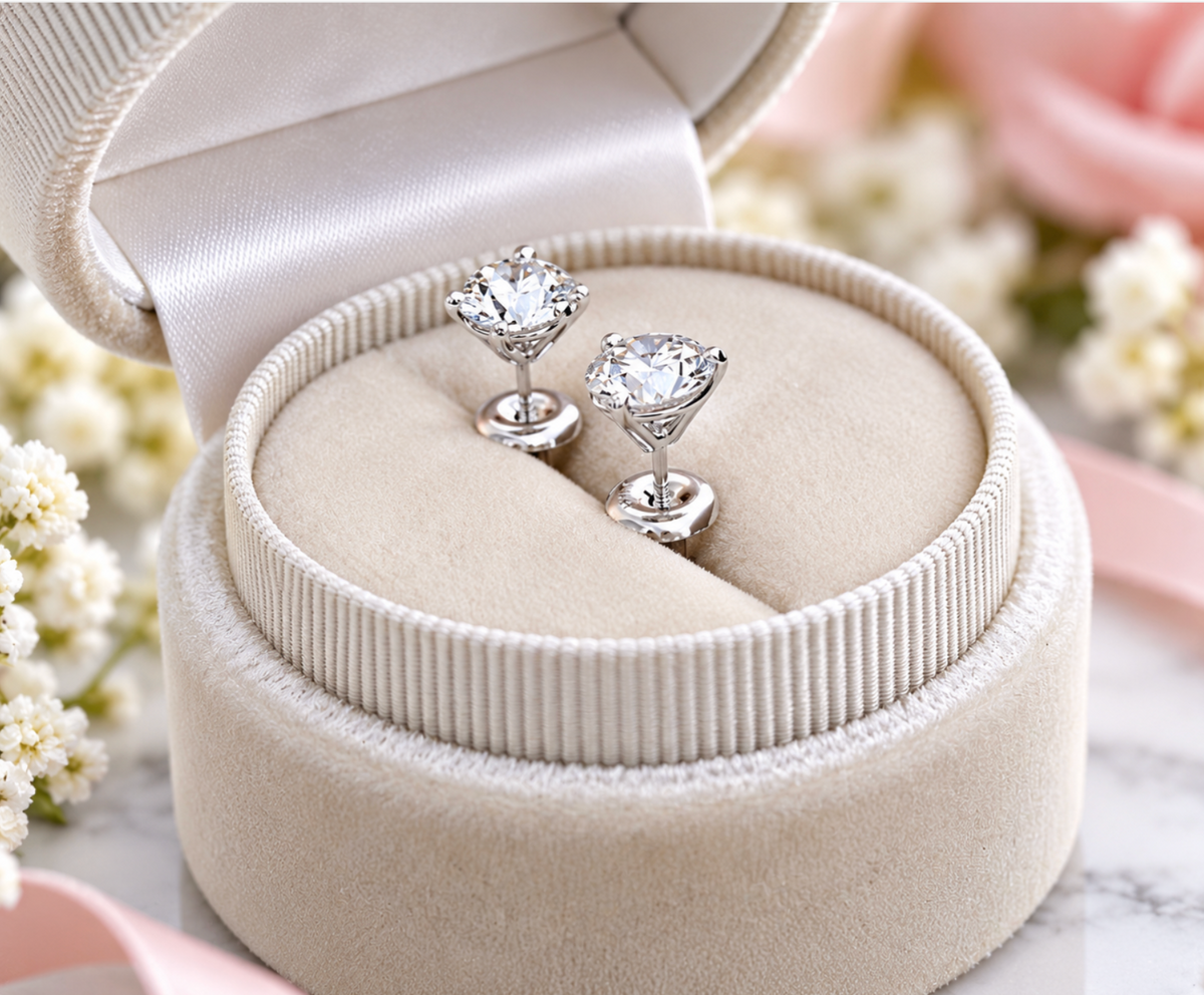 2.00 Ct Round Cut Certified VS1/E Lab Grown Diamond Martini Set Stud Earrings 14K White Gold 7mm Screw Back