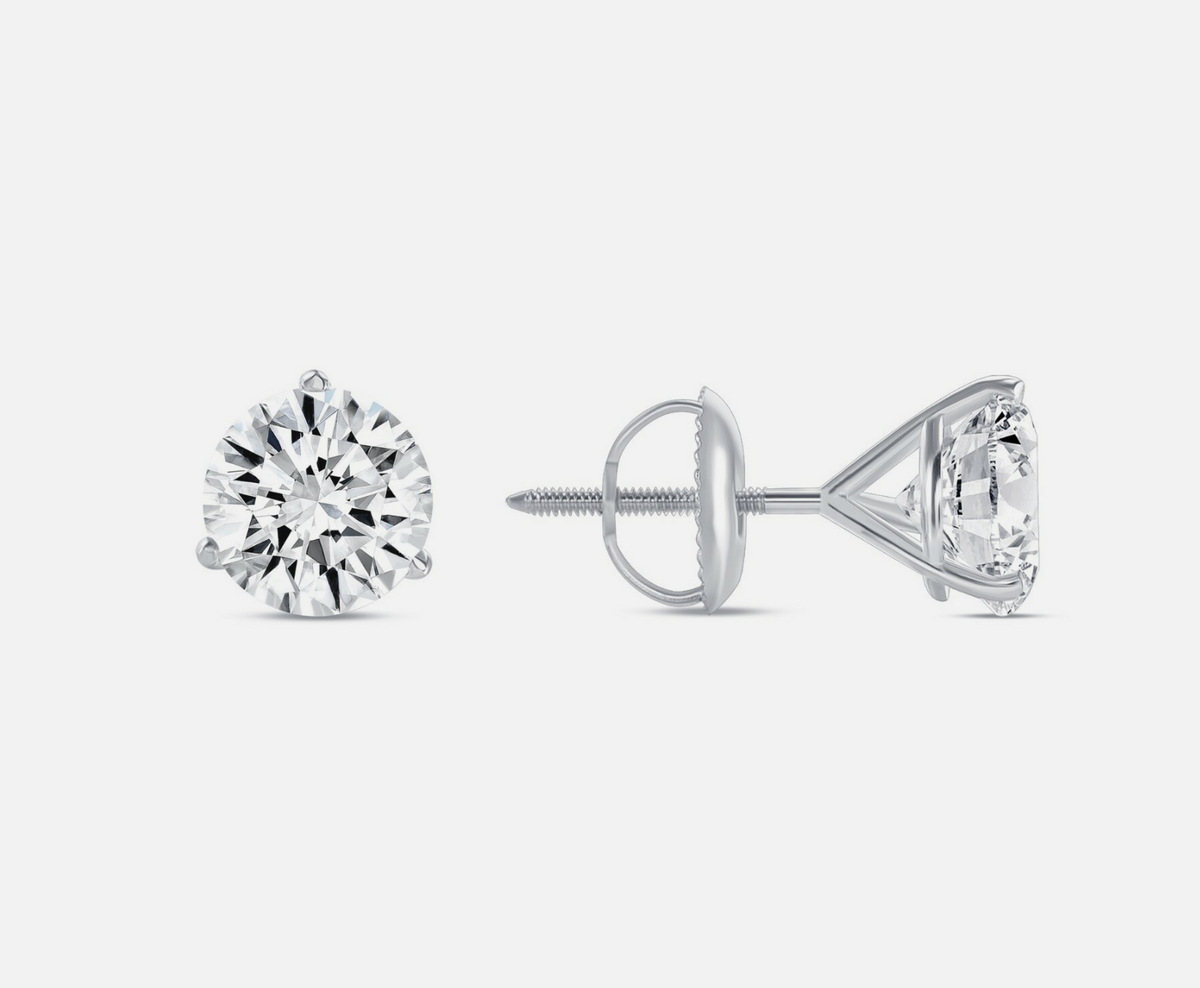 2.00 Ct Round Cut Certified VS1/E Lab Grown Diamond Martini Set Stud Earrings 14K White Gold 7mm Screw Back