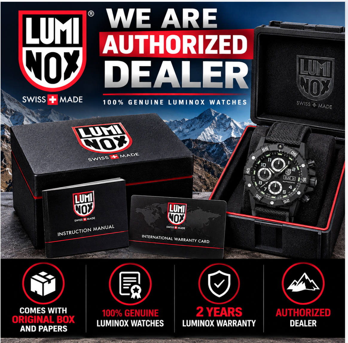 New Luminox XS.3881 Master Carbon SEAL Automatic Chronograph 45mm Swiss Made Men's Watch