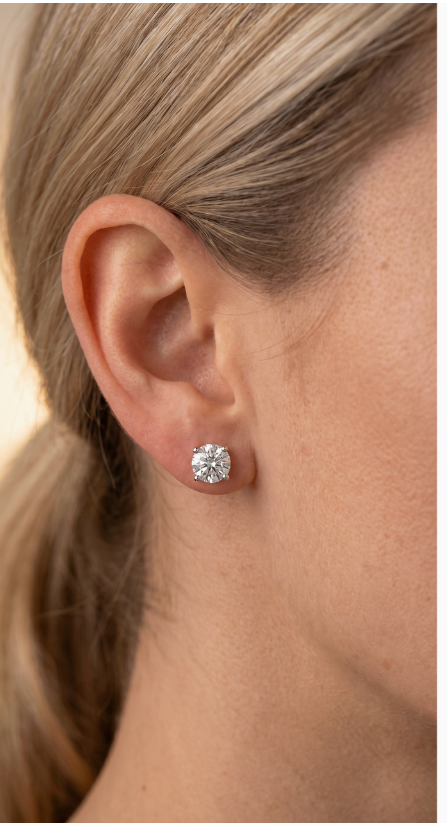 2.00 Ct Round Cut Certified VS1/E Lab Grown Diamond Stud Earrings 14K White Gold 7mm Screw Back