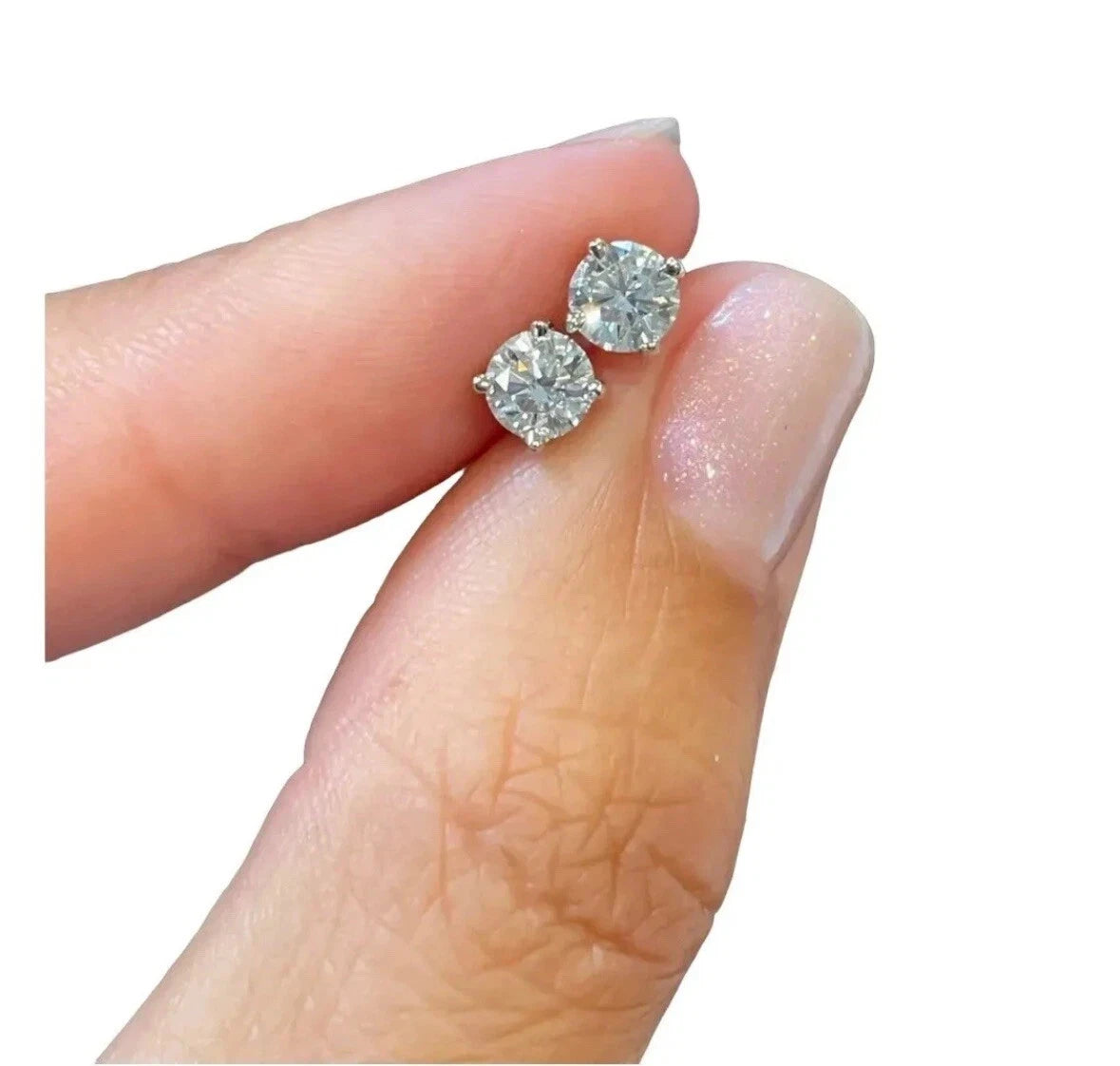 1.00 Ct Round Certified VVS1/E Lab Grown Diamond Earrings 14k Solid Yellow Gold 6mm Screw Back