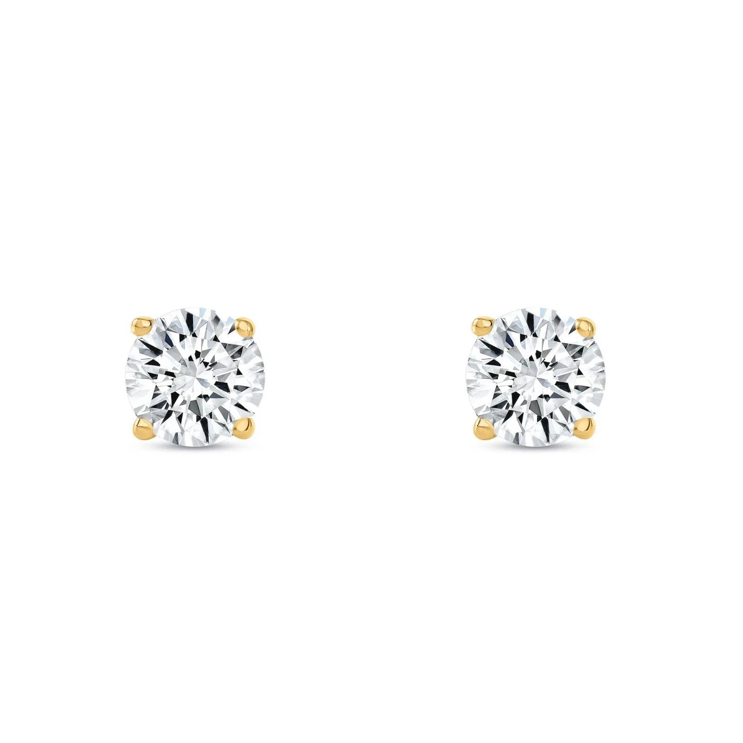 1.00 Ct Round Certified VVS1/E Lab Grown Diamond Earrings 14k Solid Yellow Gold 6mm Screw Back