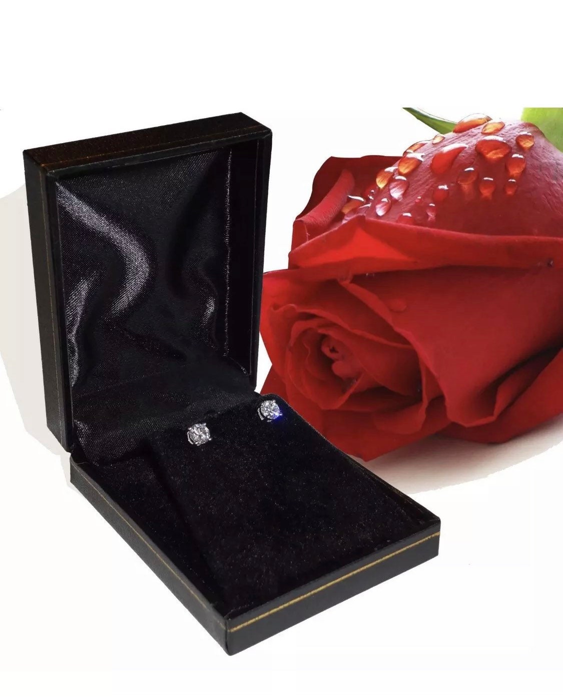 4.00 Carat Round Cut VVS1/D Solitaire Stud Earring 14K White Gold 7mm Push Back Top Quality Retail Value 495