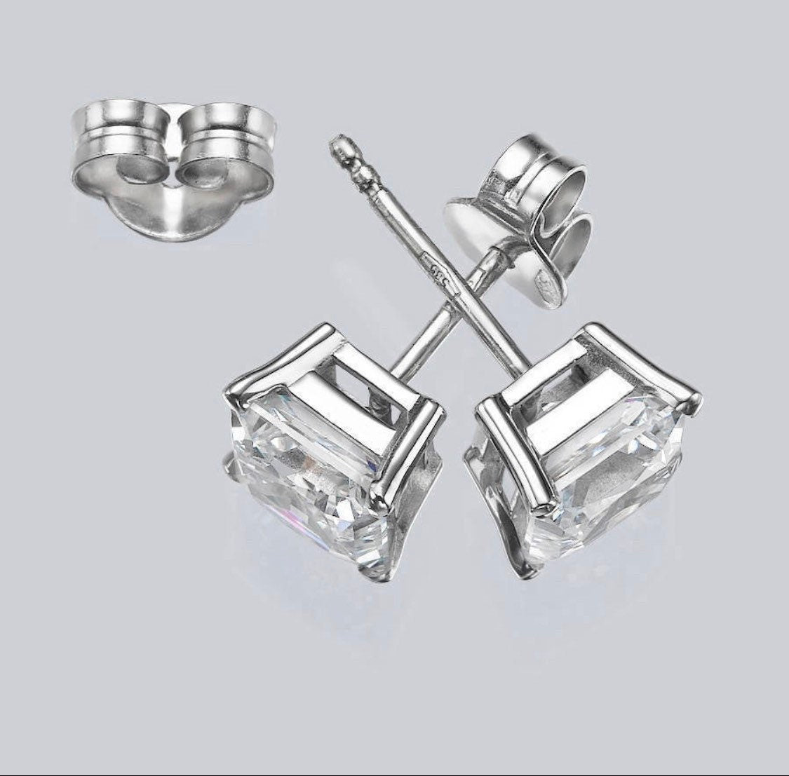 2.00 Ct Brilliant Princess Cut FL/D Solitaire Stud Earrings 14K White Gold 6mm Value 495
