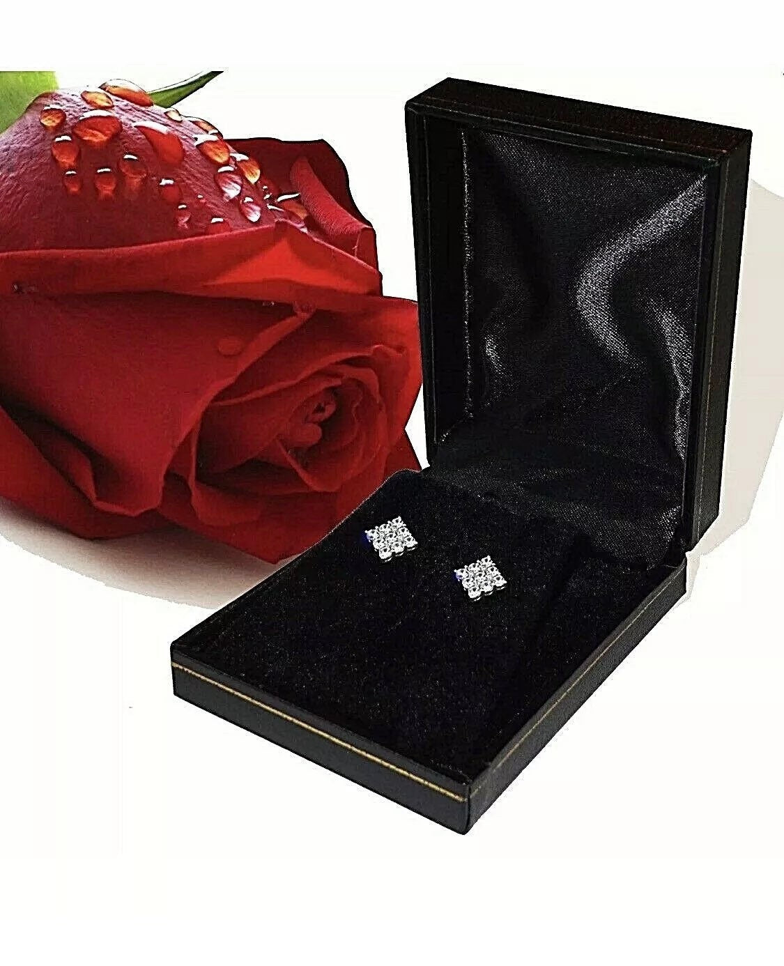 2.00 Ct Brilliant Princess Cut FL/D Solitaire Stud Earrings 14K White Gold 6mm Value 495