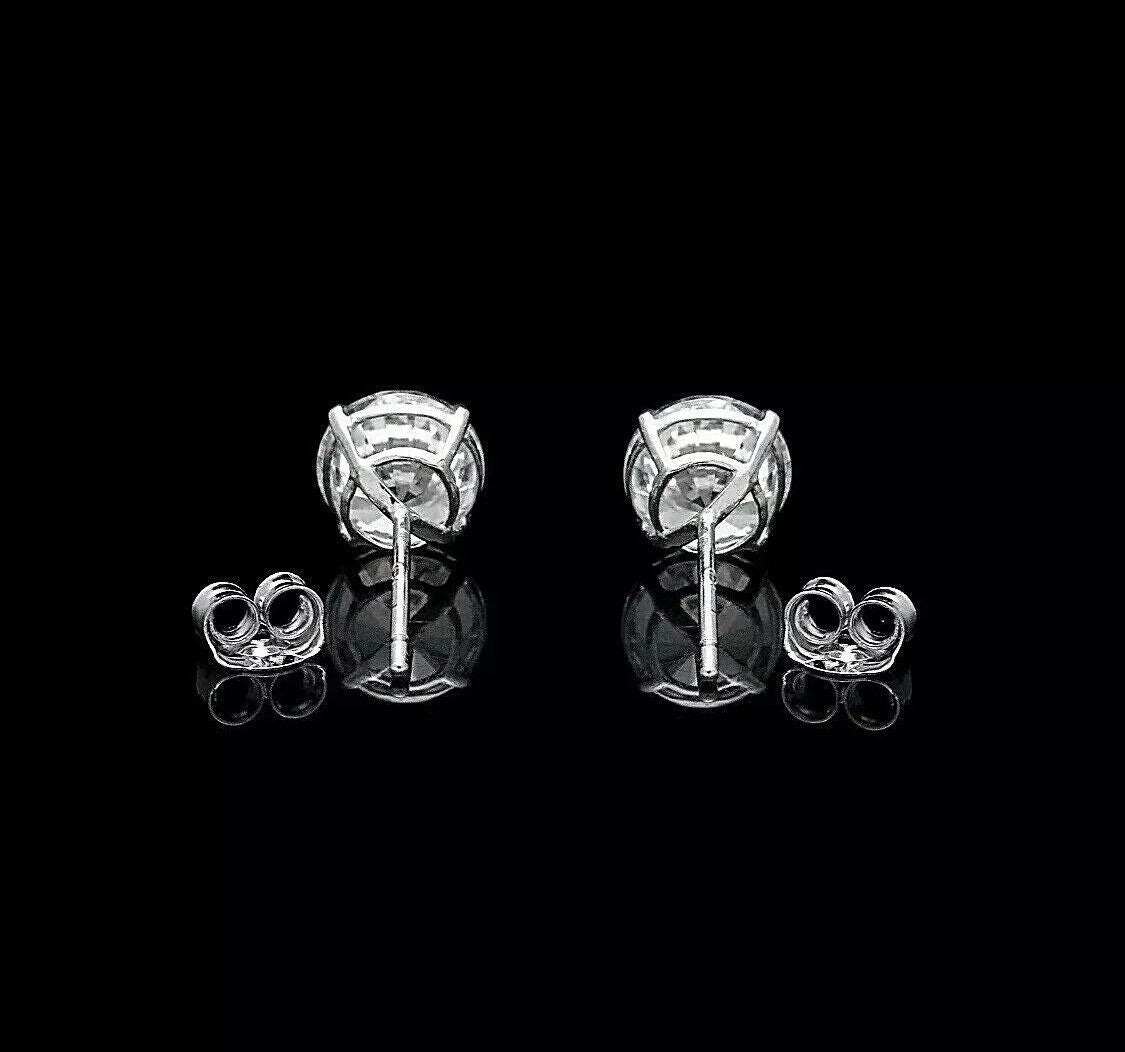 2Ct Round Cut VVS1 Diamond Solitaire Stud Earrings Push Back 14K White Gold Retail Value 395