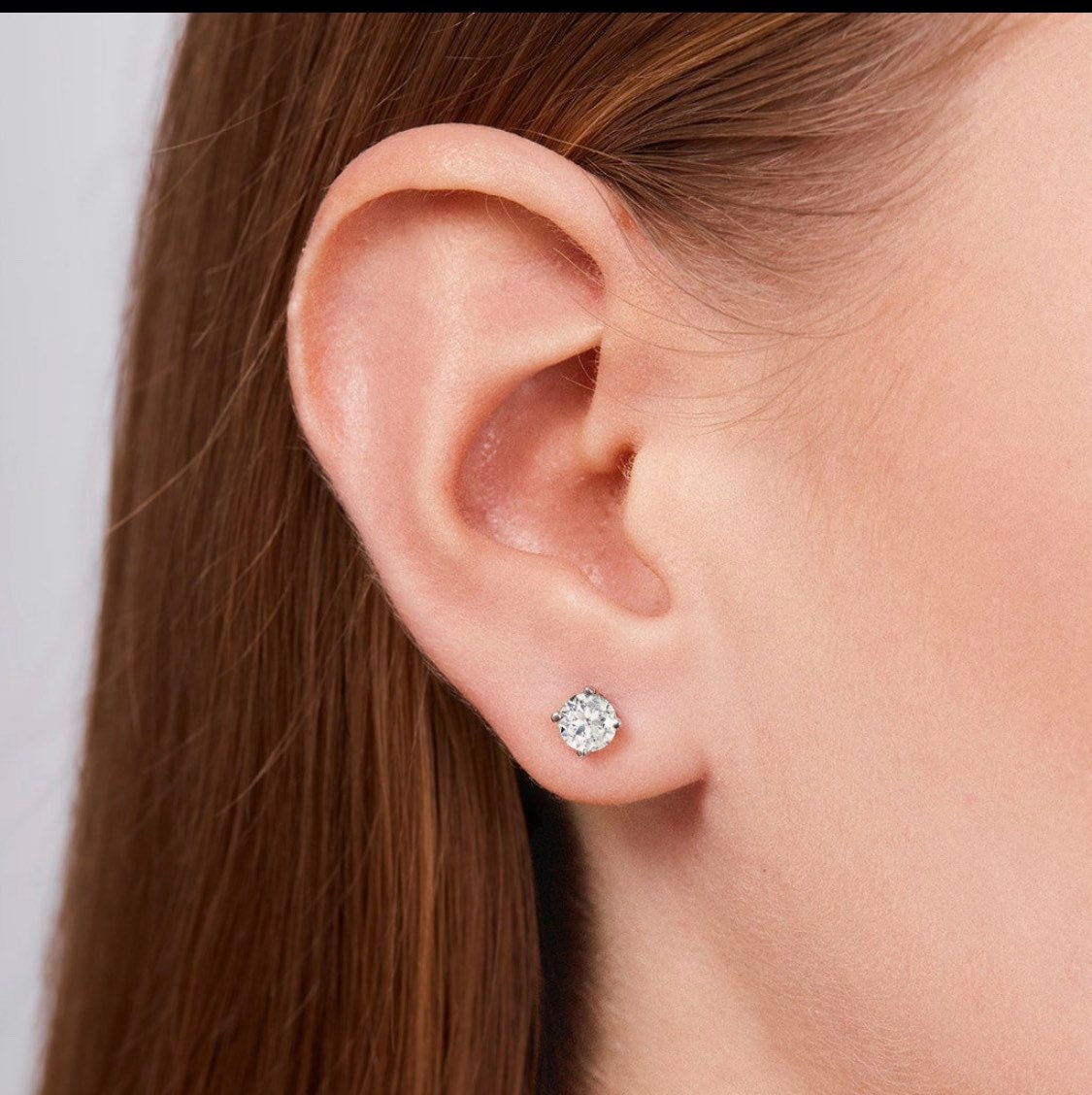 2 Carat Round Cut Solitaire Push Back Stud Earrings 14K White Gold 6mm Retail Value 295.00