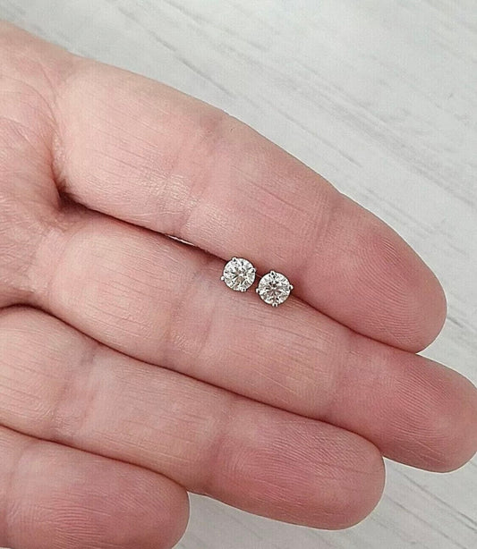 0.50 Ct Round Cut VVS1/D Solitaire Push Back Stud Earrings 14K White Gold 5mm Value 395.00