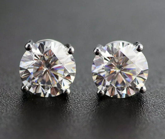 5.00 Ct Round Cut VVS1/D Solitaire Stud Earrings 14K White Gold 9mm Gift