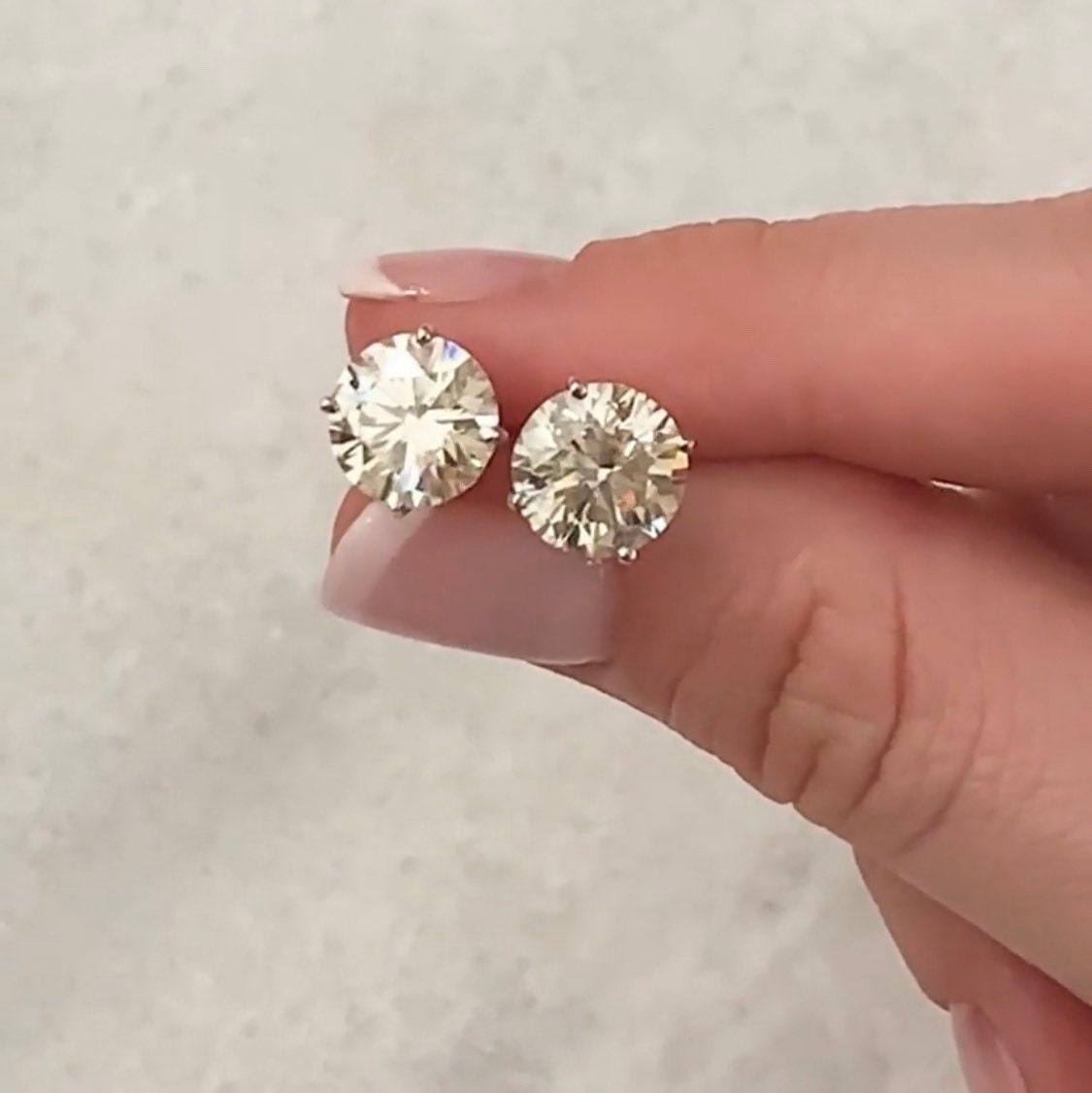 5.00 Ct Round Cut VVS1/D Solitaire Stud Earrings 14K White Gold 9mm Gift