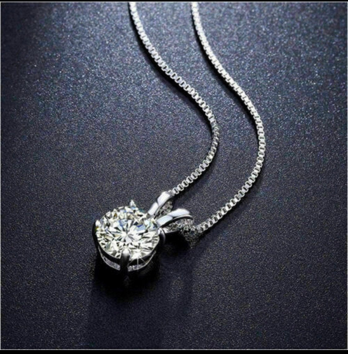 2 Ct Round Brilliant Cut 14K White Gold Solitaire Moissanite Pendant 18” Necklace 8mm Value 995