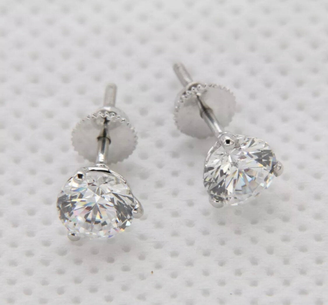 2.10 Ct Brilliant Round Cut Diamond14k White Gold Solitaire Stud Earrings Retail Value of 595