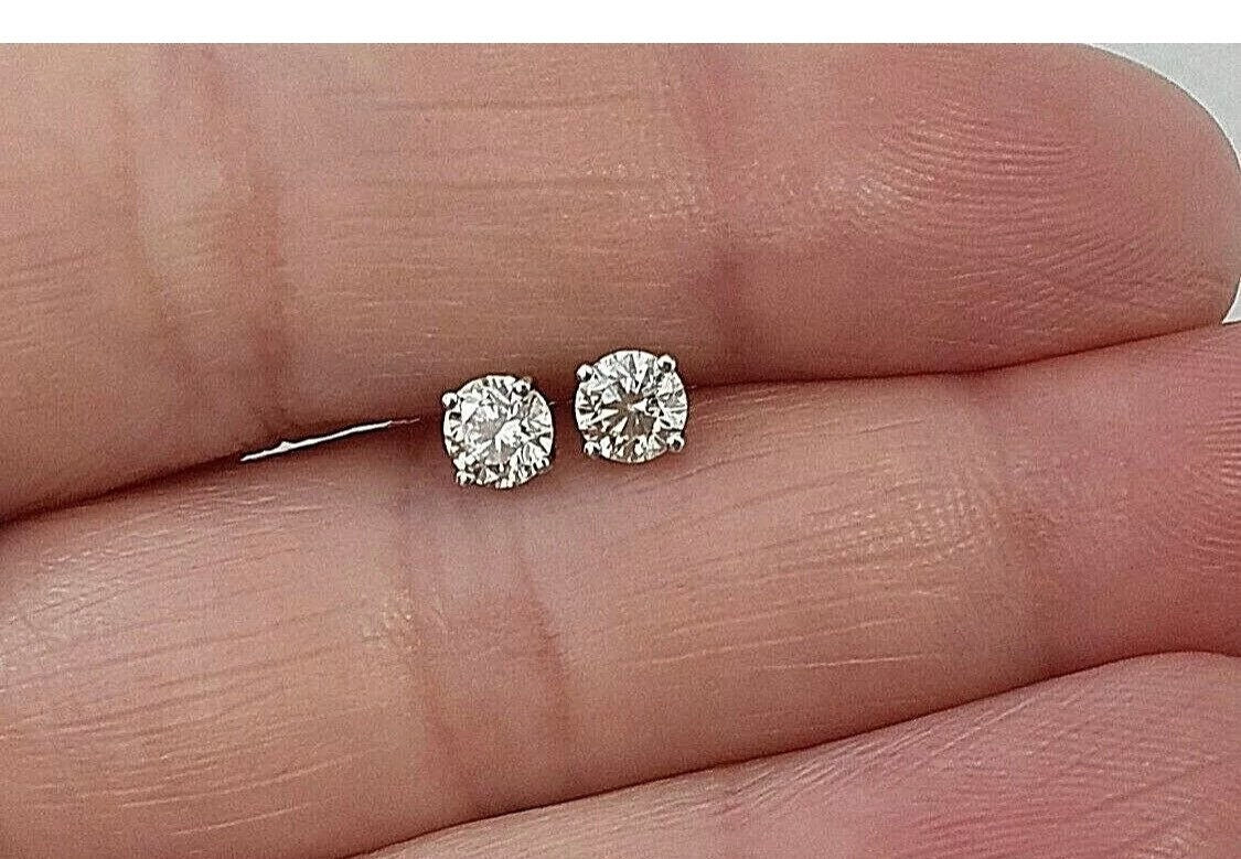 0.50 Ct Round Cut VVS1/D Solitaire Push Back Stud Earrings 14K White Gold 5mm Value 395.00