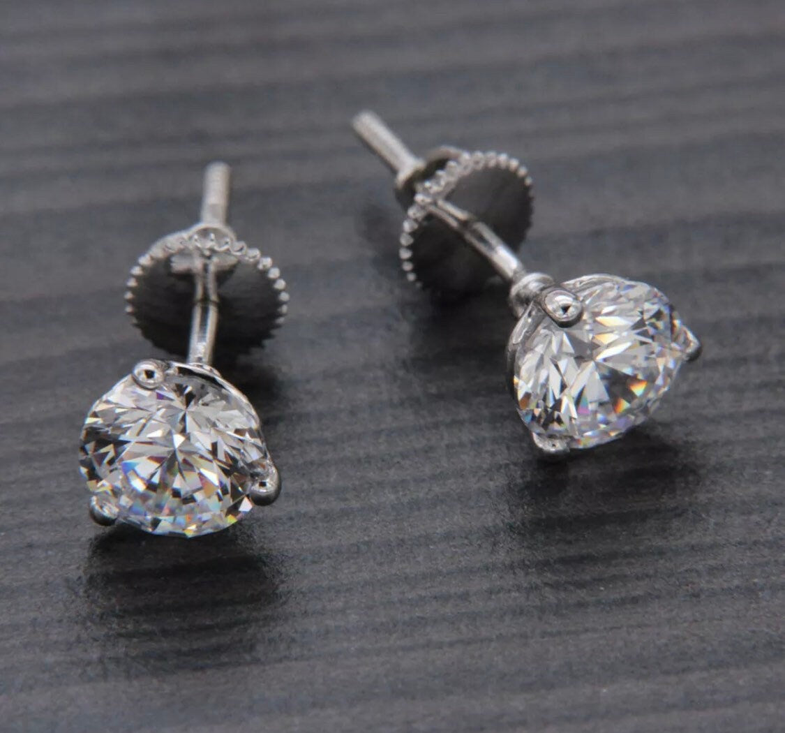 2.10 Ct Brilliant Round Cut Diamond14k White Gold Solitaire Stud Earrings Retail Value of 595