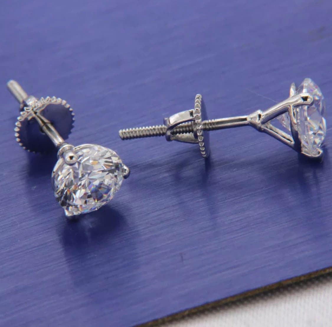 2.10 Ct Brilliant Round Cut Diamond14k White Gold Solitaire Stud Earrings Retail Value of 595