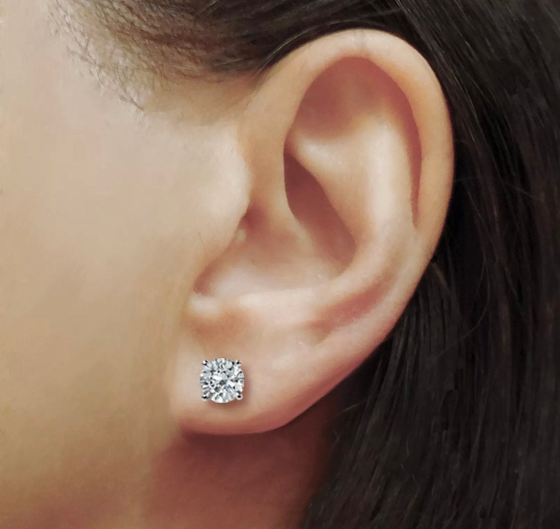 4 Carat 10K Solid Yellow Gold Stud Earrings Round Flawless D Color Value 695.00