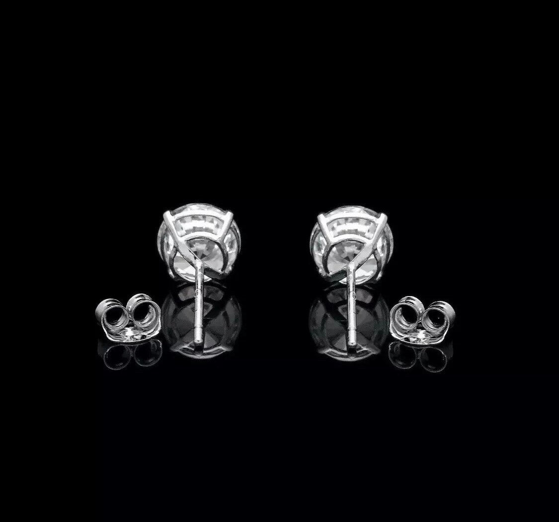 6.00 Ct.s Brilliant Round Cut VVS1/D Stud Earrings 14k White Gold 9mm Push Back Value 495.00