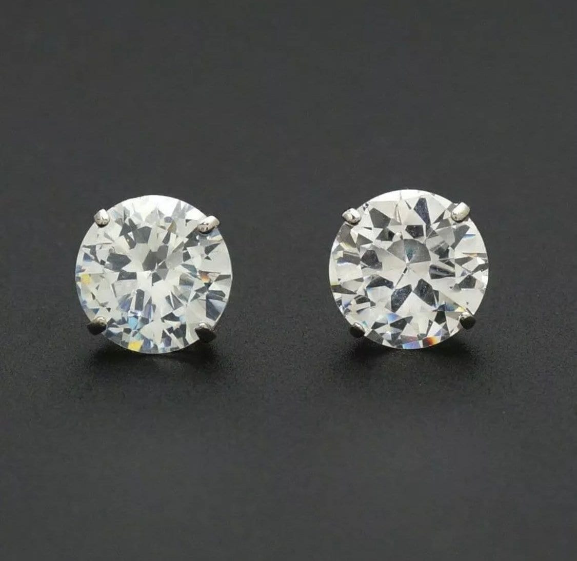 6.00 Ct.s Brilliant Round Cut VVS1/D Stud Earrings 14k White Gold 9mm Push Back Value 495.00