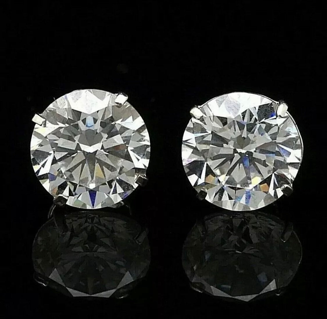 6.00 Ct.s Brilliant Round Cut VVS1/D Stud Earrings 14k White Gold 9mm Push Back Value 495.00