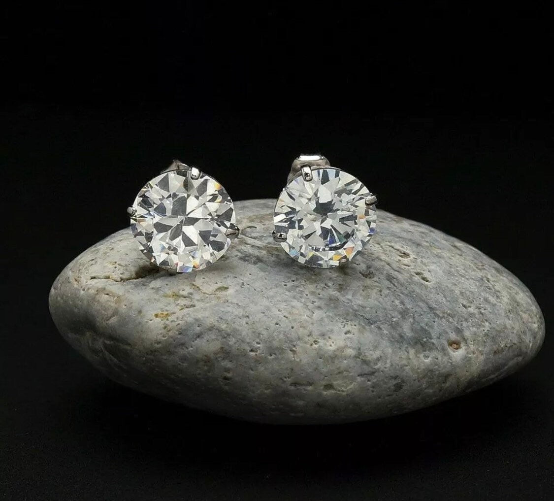 6.00 Ct.s Brilliant Round Cut VVS1/D Stud Earrings 14k White Gold 9mm Push Back Value 495.00