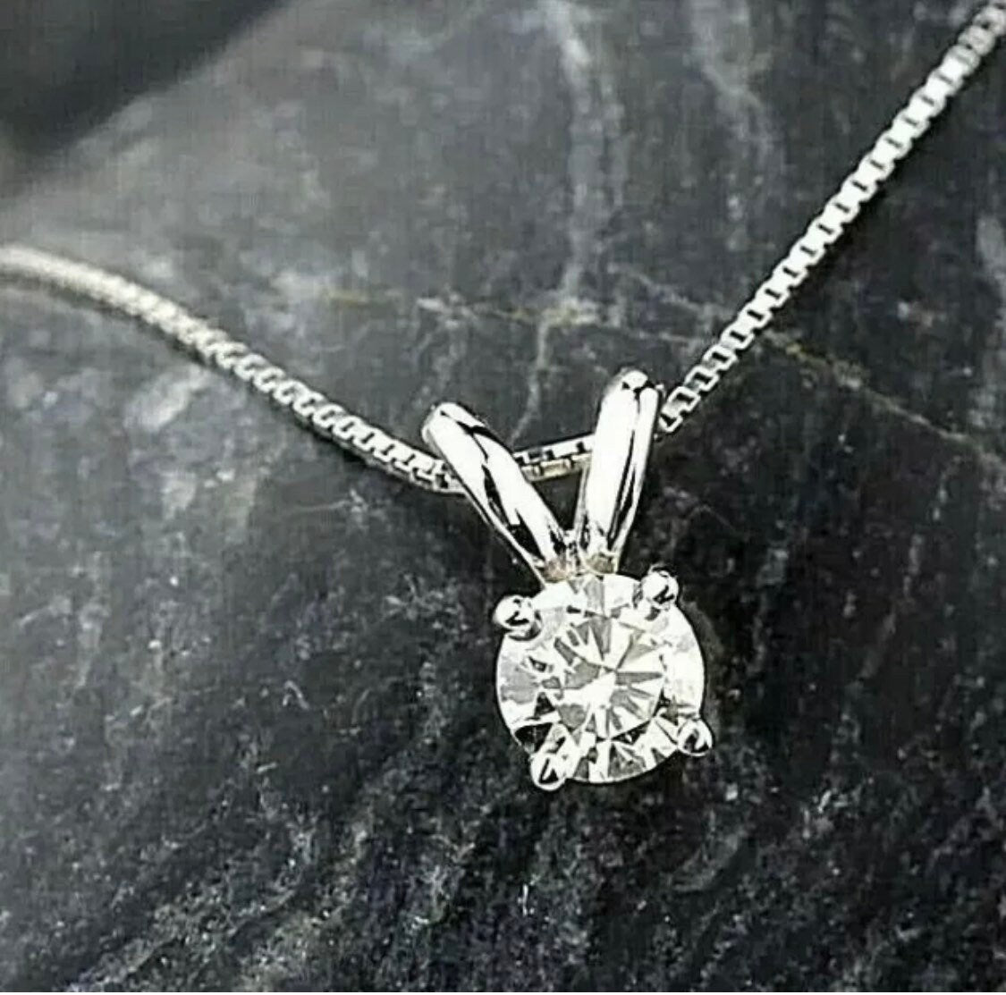 2.00Ct Round Certified Moissanite Brilliant Cut 14K White Gold 7mm Solitaire Pendant 18” Value 995