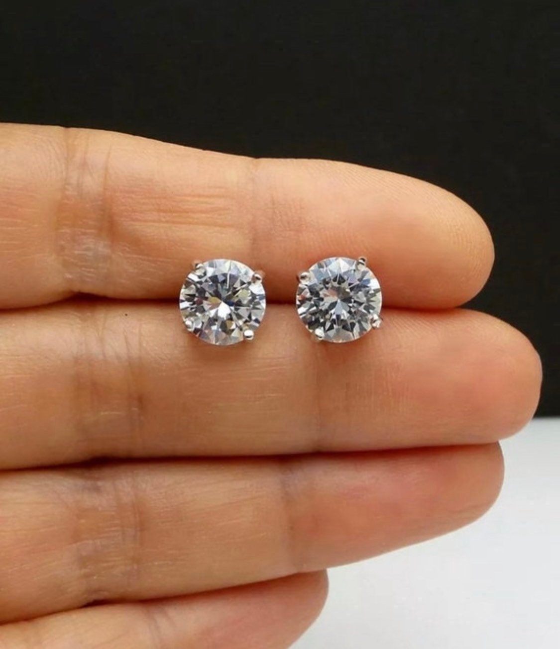 7.00 Ct Round Cut VVS1/D Solitaire Screw Back Stud Earrings 14K White Gold 9mm Retail Value 495.00