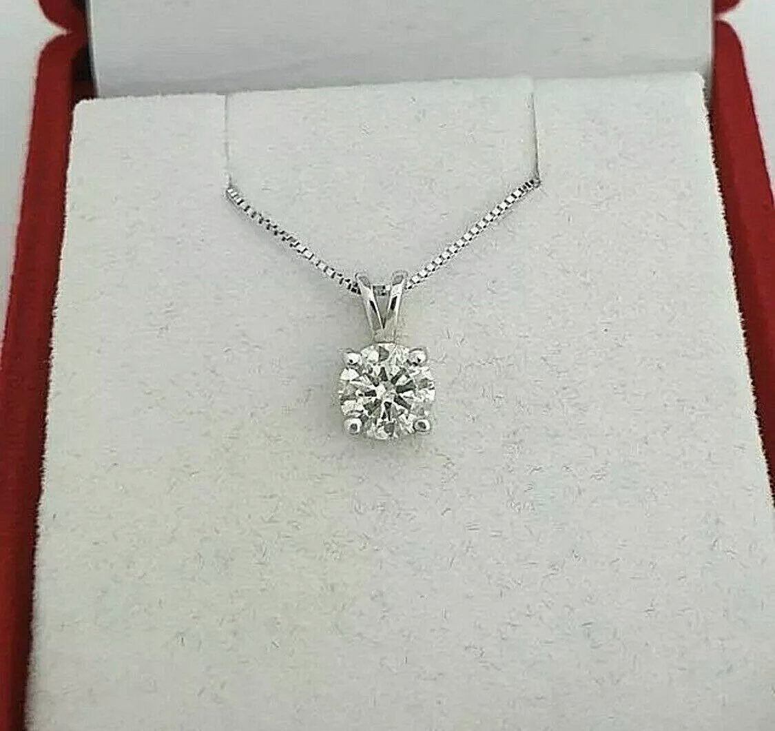 2.00 Ct Round Cut VVS1/D Moissanite Solitaire Pendant 18” Necklace 14K White Gold Retail Value 995.00