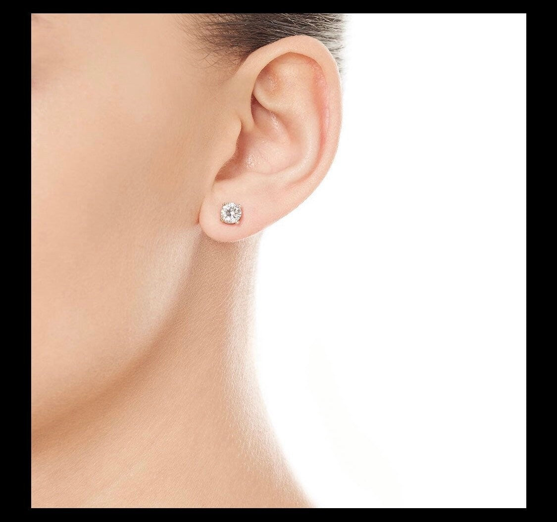 2.00 Ct Round Cut VVS1/D Solitaire Screw Back Stud Earrings 14K White Gold 7mm Retail 395.00