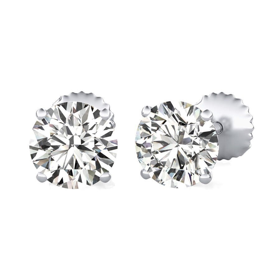 2.00 Ct Round Cut VVS1/D Solitaire Screw Back Stud Earrings 14K White Gold 7mm Retail 395.00