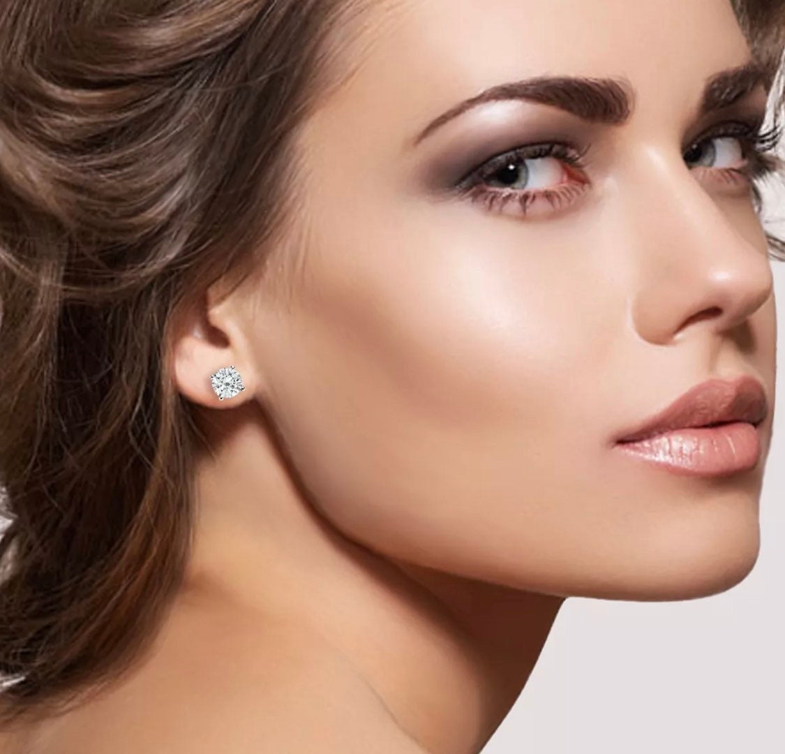 7.00 Ct Round Cut VVS1/D Solitaire Screw Back Stud Earrings 14K White Gold 9mm Retail Value 495.00