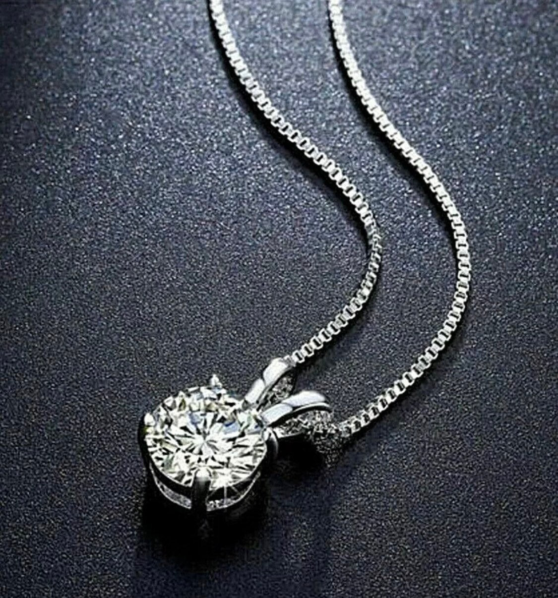 2.00 Ct Round Cut VVS1/D Moissanite Solitaire Pendant 18” Necklace 14K White Gold Retail Value 995.00