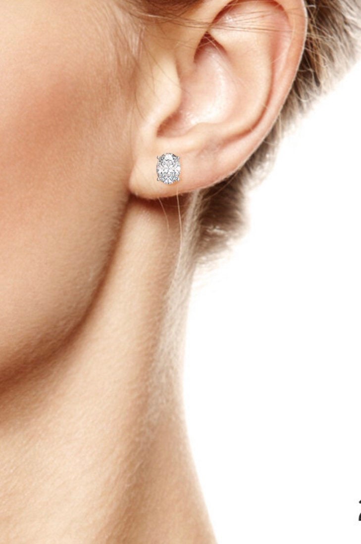 2.00 Carat VVS1/D Oval Shape Stud Earrings 14K White Gold 7mm Gift Stud Value 395