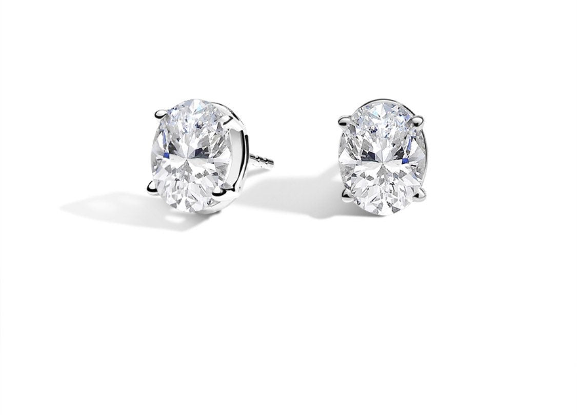 2.00 Carat VVS1/D Oval Shape Stud Earrings 14K White Gold 7mm Gift Stud Value 395