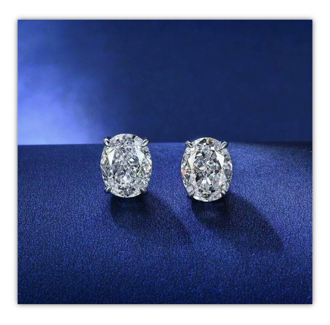 2.00 Carat VVS1/D Oval Shape Stud Earrings 14K White Gold 7mm Gift Stud Value 395
