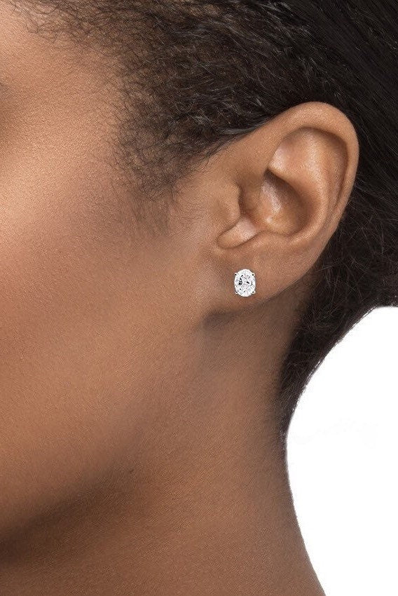 2.00 Carat VVS1/D Oval Shape Stud Earrings 14K White Gold 7mm Gift Stud Value 395