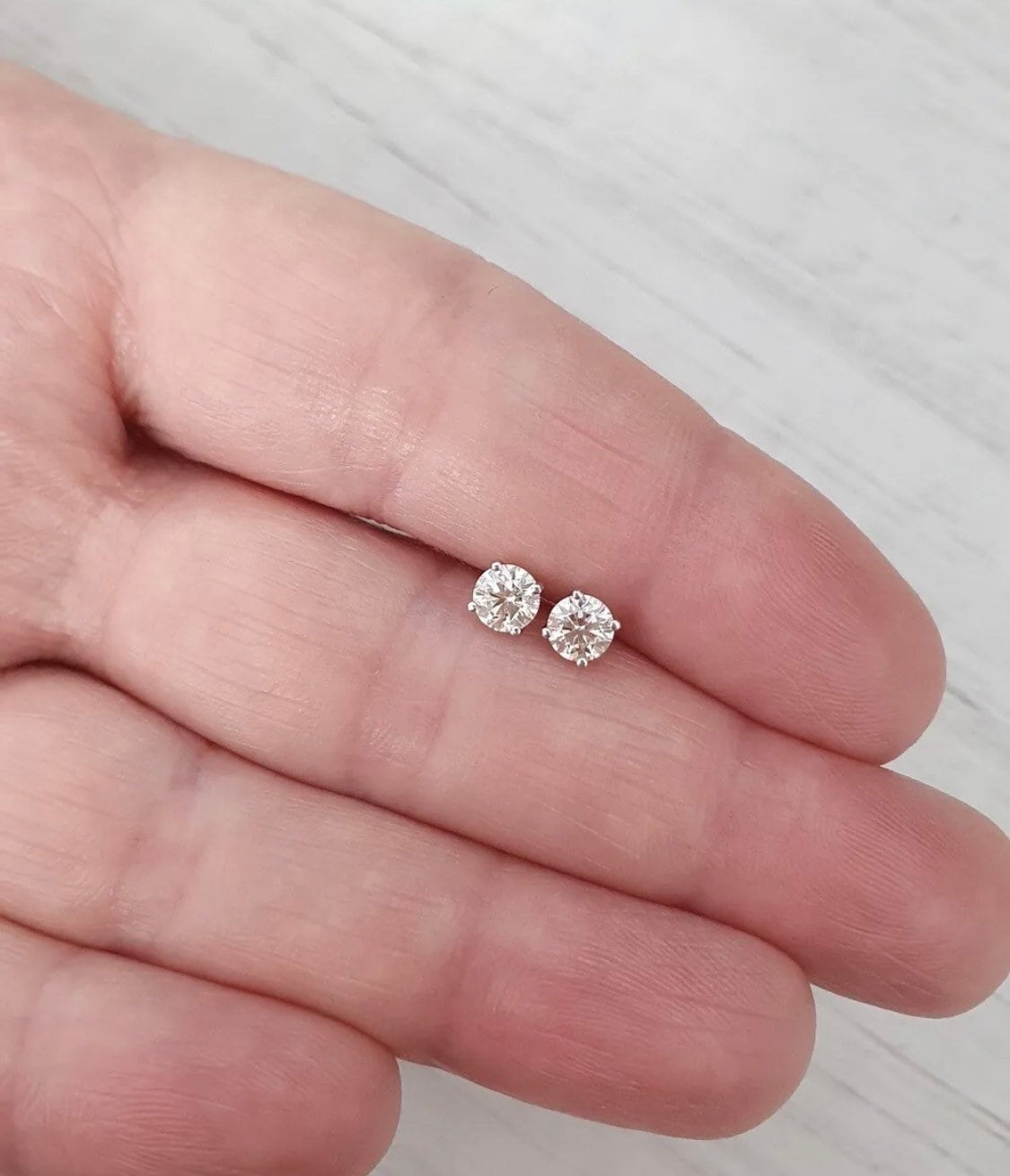 1/2 Ct Round Cut VVS1/D White Sapphire Solitaire Stud Earrings 14K White Gold Push Back 5mm Gift Stud Earrings