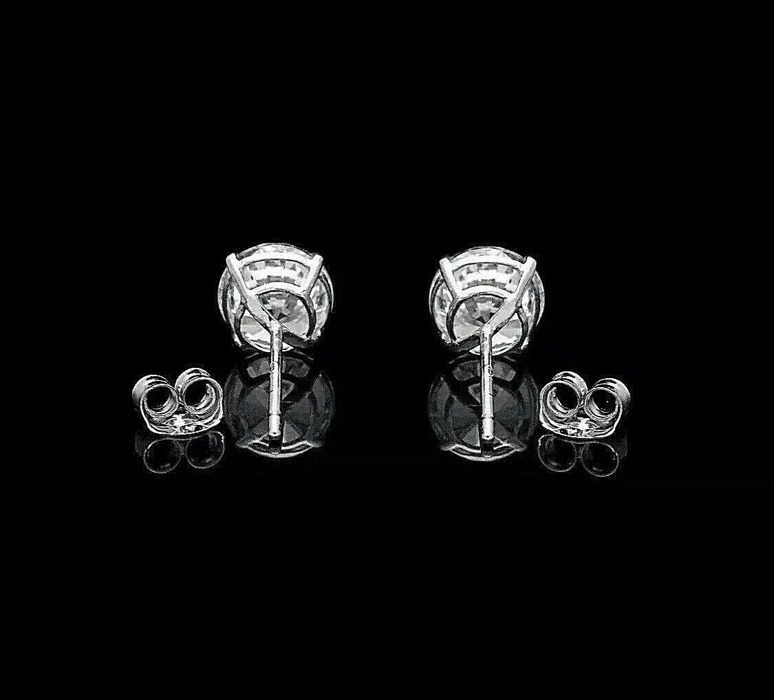 1/2 Ct Round Cut VVS1/D White Sapphire Solitaire Stud Earrings 14K White Gold Push Back 5mm Gift Stud Earrings
