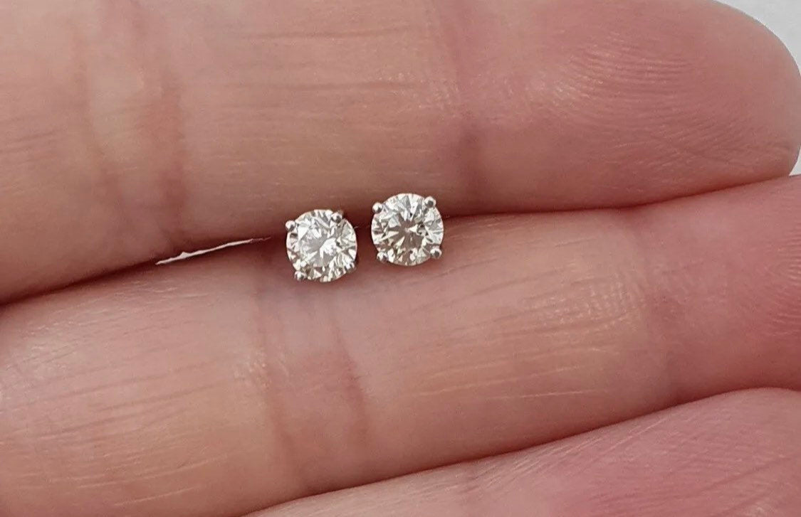 1/2 Ct Round Cut VVS1/D White Sapphire Solitaire Stud Earrings 14K White Gold Push Back 5mm Gift Stud Earrings