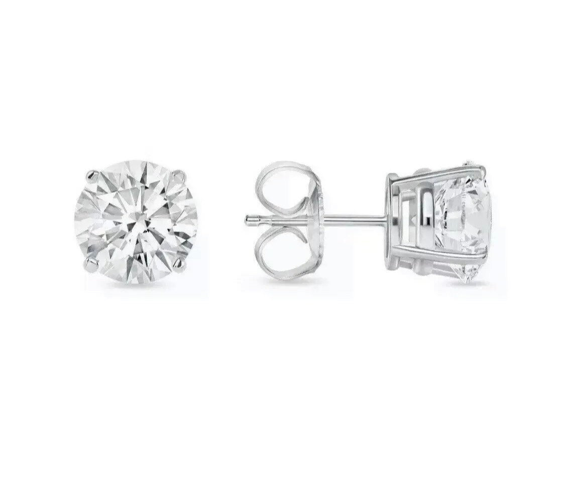 1/2 Ct Round Cut VVS1/D White Sapphire Solitaire Stud Earrings 14K White Gold Push Back 5mm Gift Stud Earrings