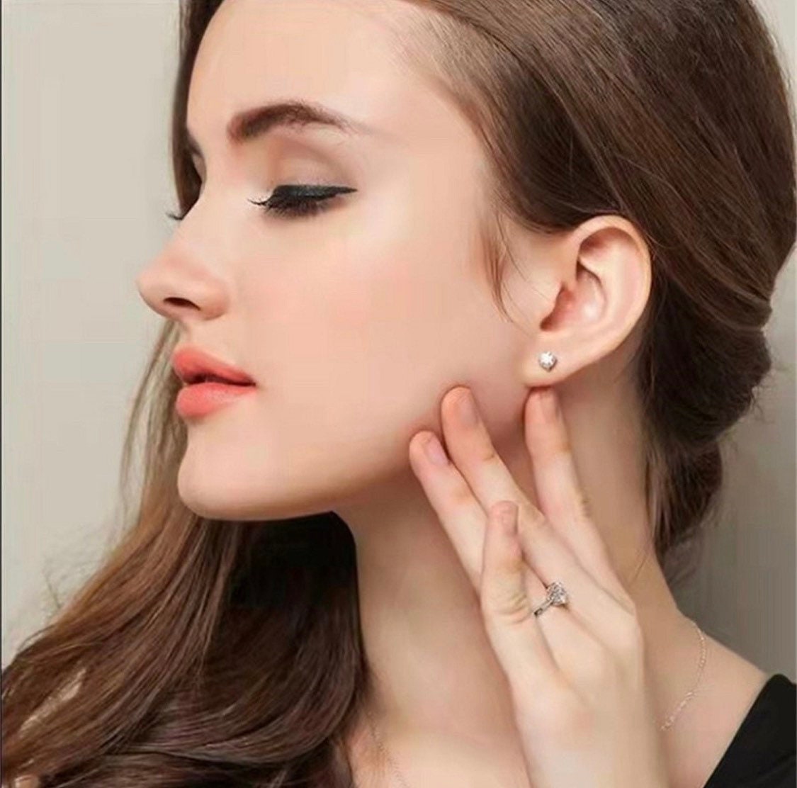 2Ct Stud Earrings Brilliant Cut Moissanite 14k White Gold FL/D GRA Certified 7mm