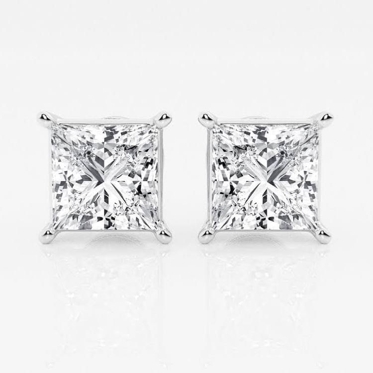 2.40Ct Princess Cut GRA MOISSANITE Studs Earrings 14K White Gold Screw Back 6mm