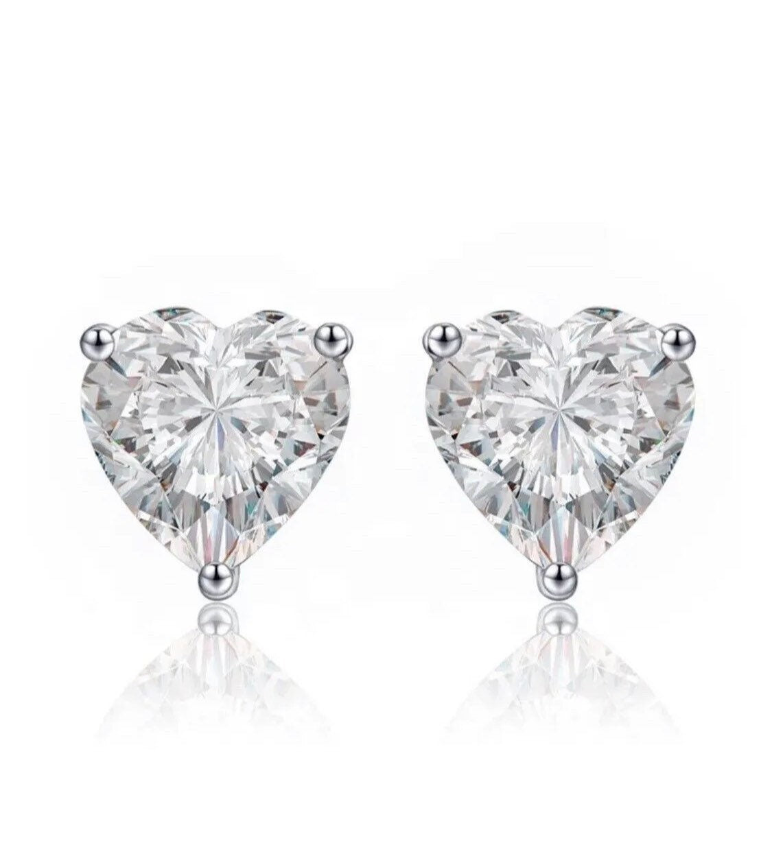 2.00 Ct Heart Shape FL/D 7mm Gift Stud Earrings 14K White Gold 7mm Push Back