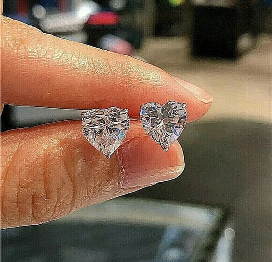 2.00 Ct Heart Shape FL/D 7mm Gift Stud Earrings 14K White Gold 7mm Push Back
