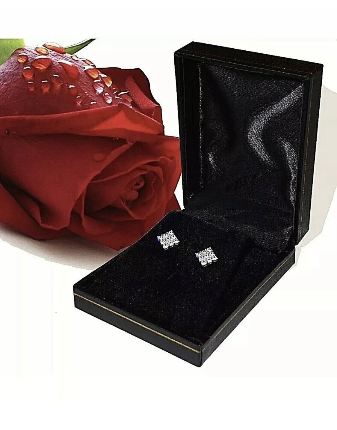 4 Ct Princess Cut VVS1/D Solitaire Stud Earrings 14K White Screw Back 7mm