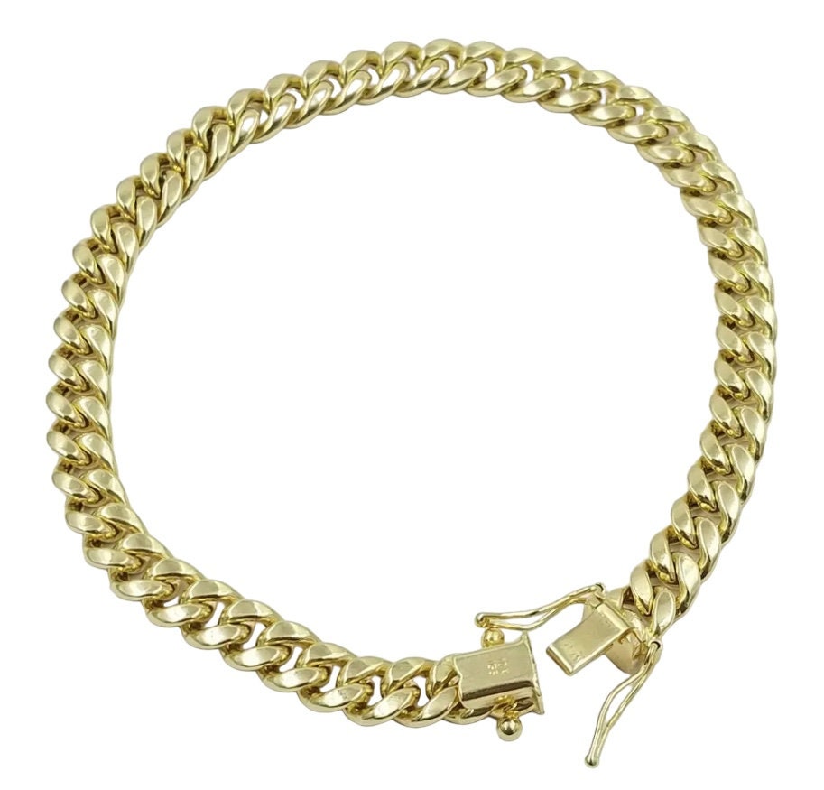 10k Real Yellow Gold Miami Cuban Bracelet 7 mm Link 8" Inch Box Lock Top Quality