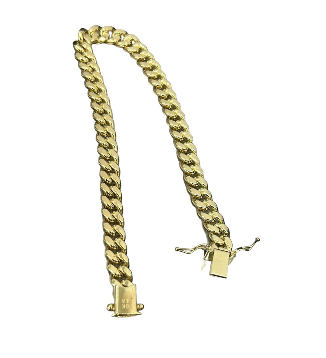 10k Real Yellow Gold Miami Cuban Bracelet 7 mm Link 8" Inch Box Lock Top Quality